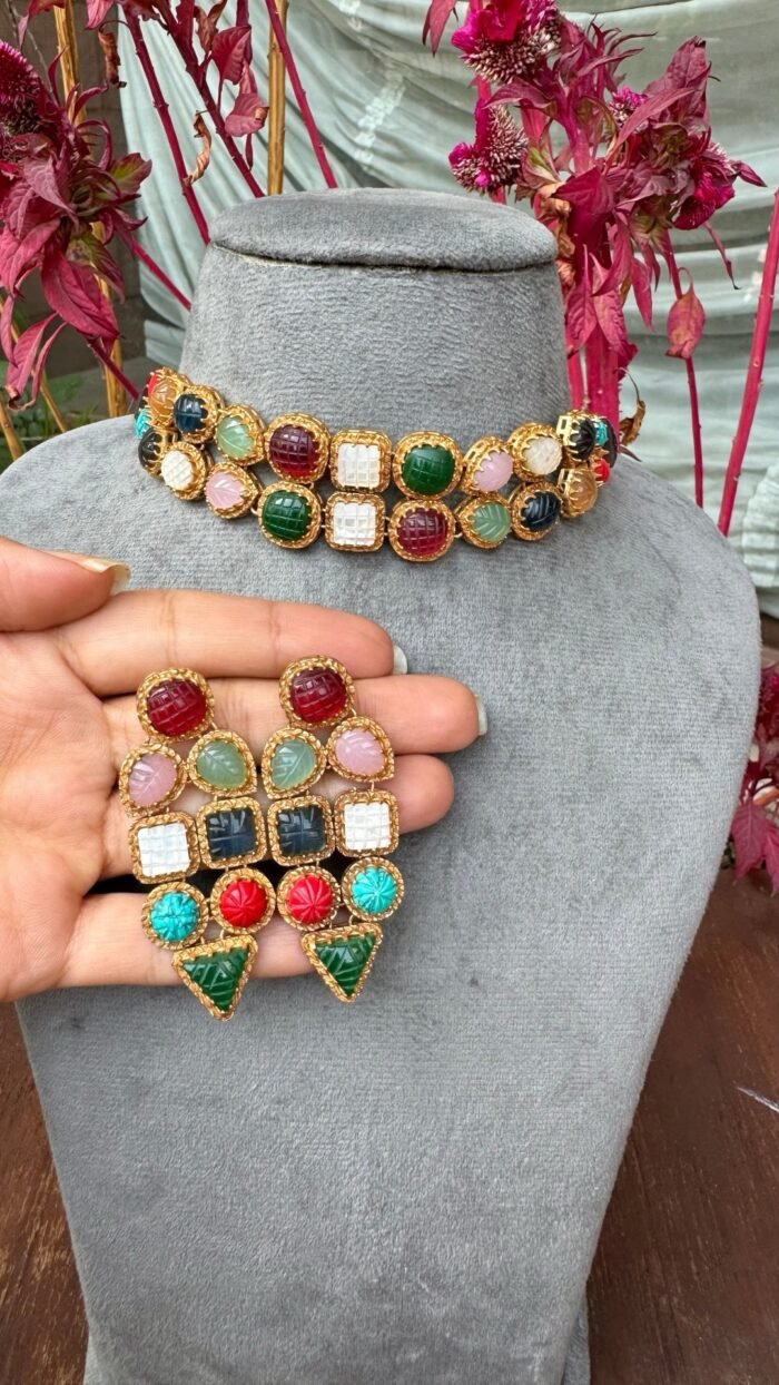 Navratan Choker With Earrings