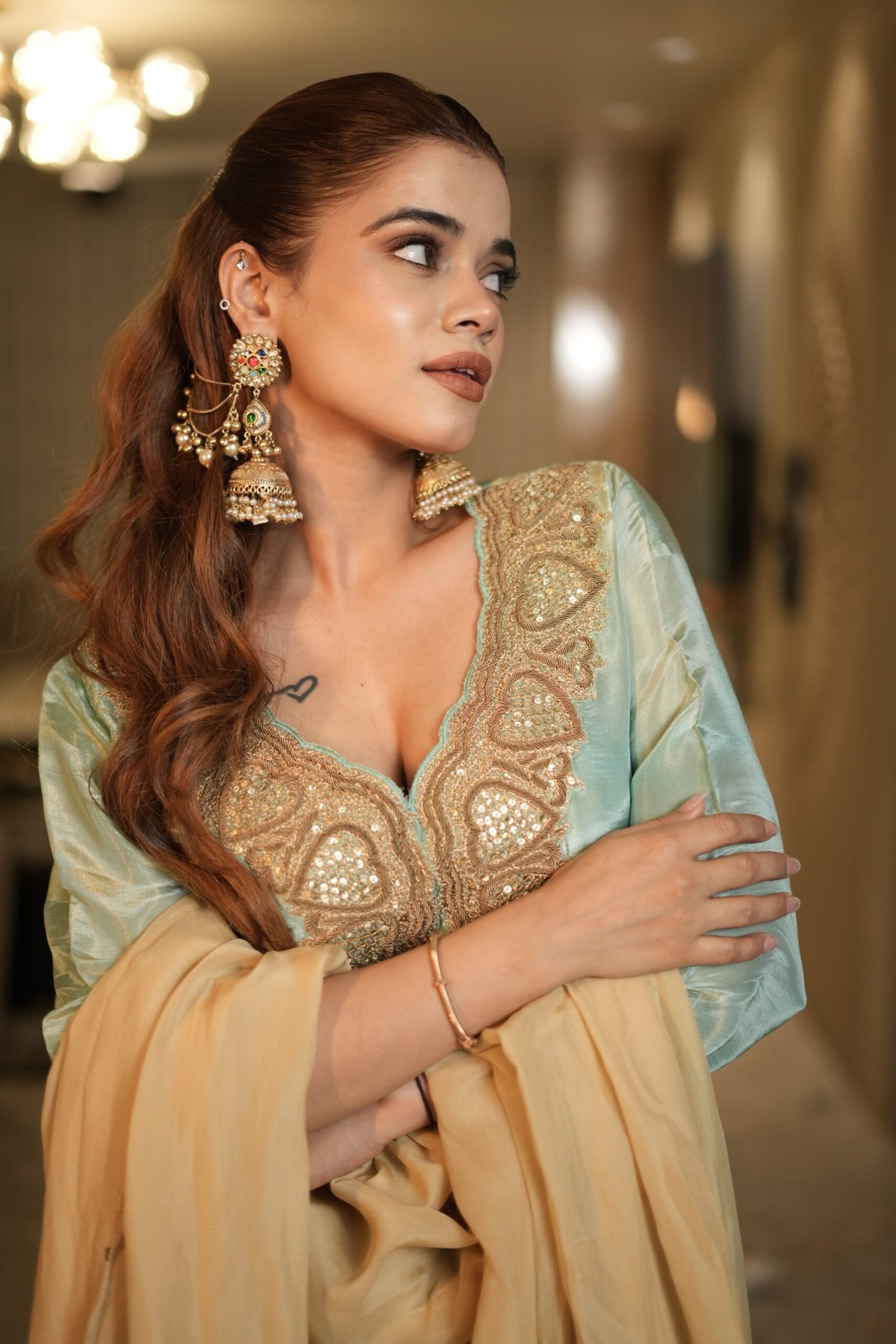 Gulnaar Jhumkis with Ghungroo Kaan Sahara